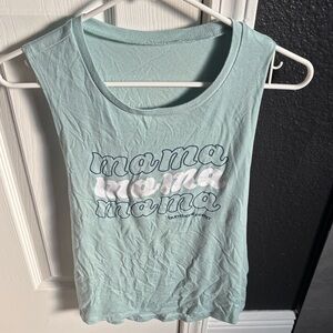 Mama Graphic Tank Top - Light Aqua